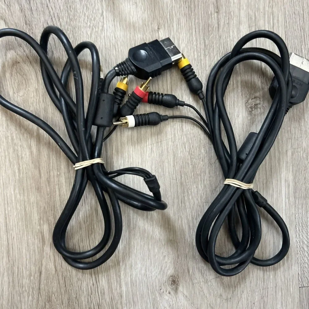 Microsoft Original Xbox & 360 Composite AV Cables Lot of 8 RCA Cords Tested